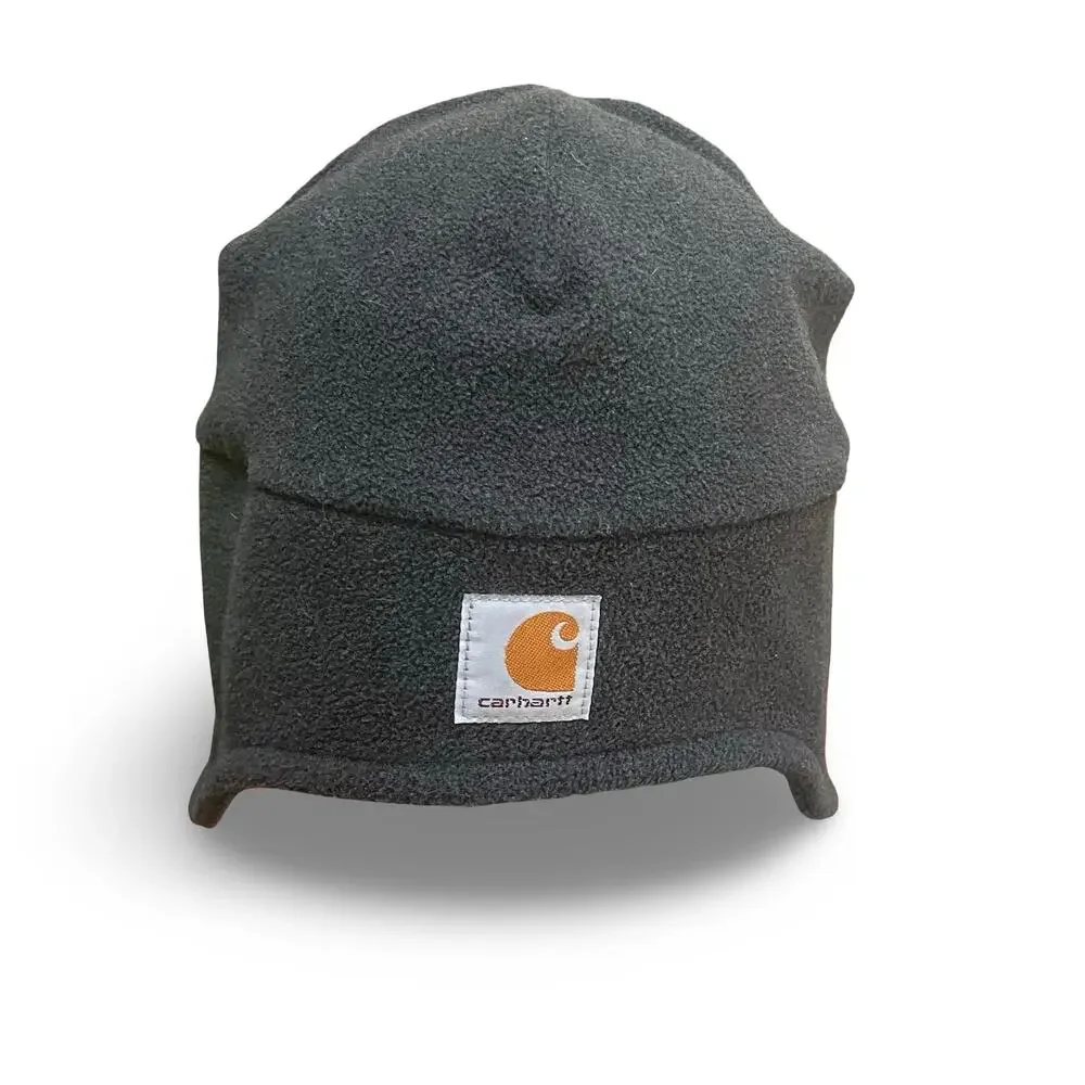 Carhartt 2-in-1 Fleece Beanie Hat Face Mask Pull Down Earflaps Gray 100141 Snow